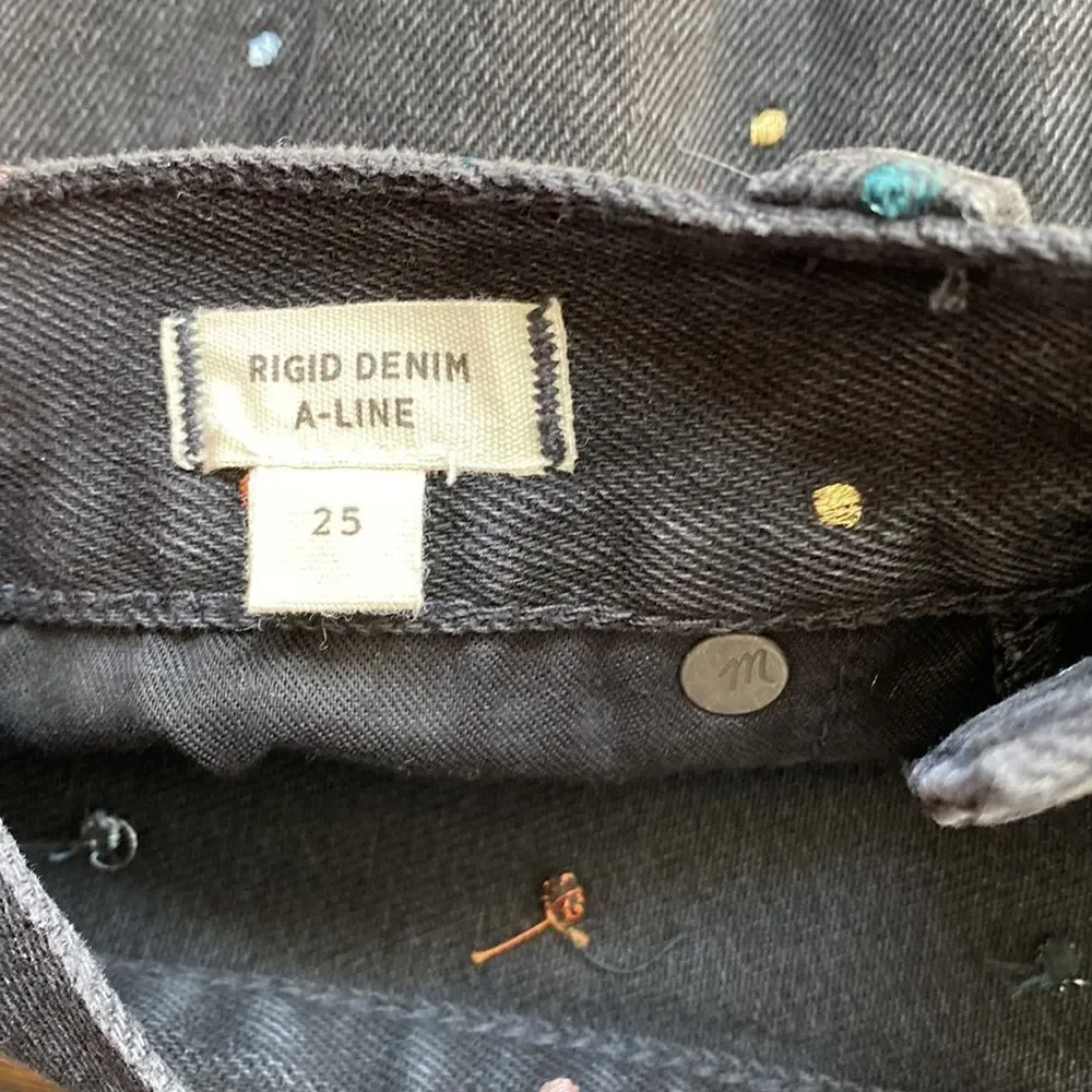 NWT Madewell Black Mini Jean Skirt with Dots - Size 25 - Picture 10 of 16